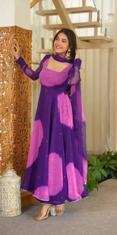 KD 1635 Purple | Faux Georgette Salwar Suit with Lace Work & Digital Print. Introductory Price ₹2399. Delivery 4-6 Working Days. Shop now. | Anarkali Suits, Bollywood Anarkali, Creative-Anarkali, Designer Anarkali, Embroidered Anarkali, Party Wear Anarkali, Salwar suit