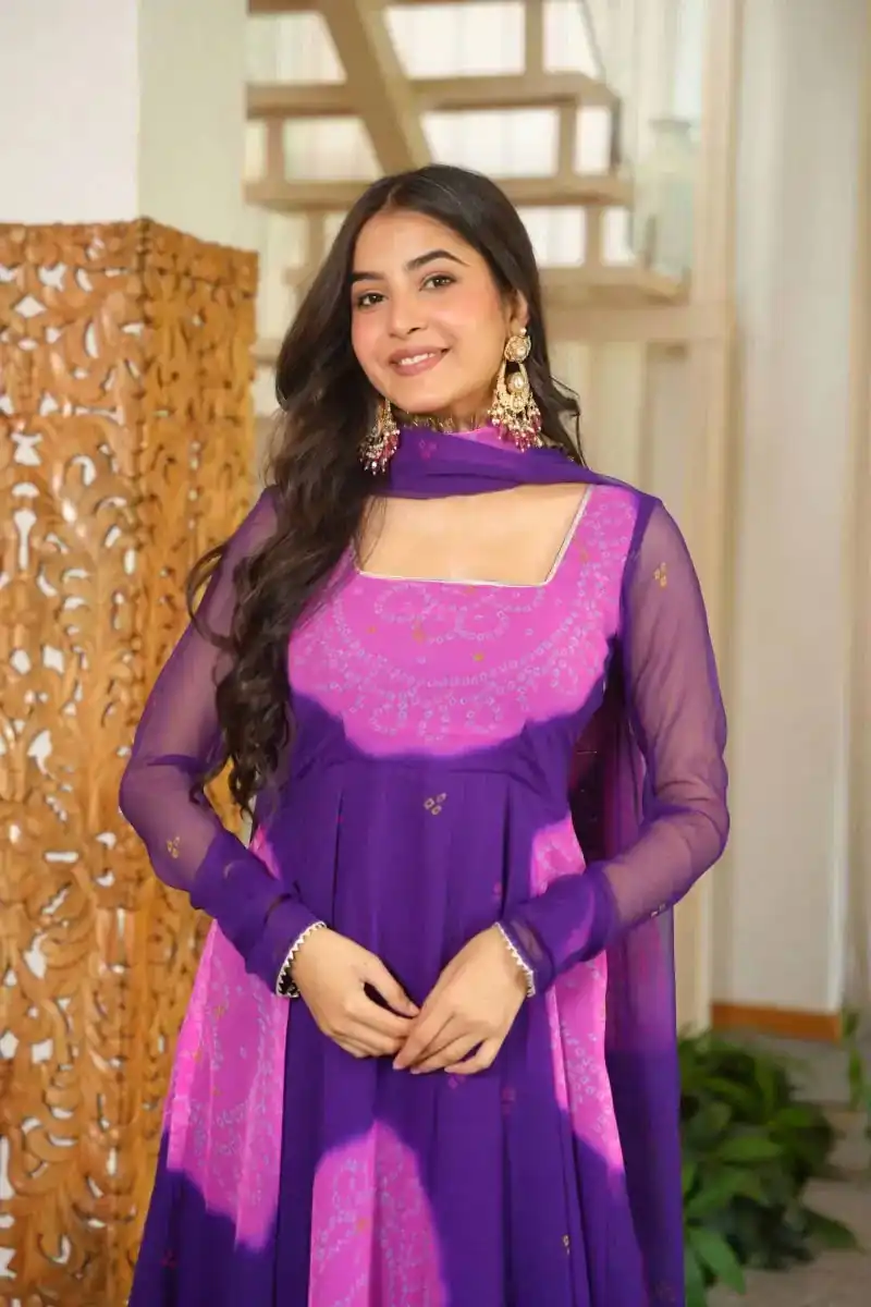 KD 1635 Purple | Faux Georgette Salwar Suit with Lace Work & Digital Print. Introductory Price ₹2399. Delivery 4-6 Working Days. Shop now. | Anarkali Suits, Bollywood Anarkali, Creative-Anarkali, Designer Anarkali, Embroidered Anarkali, Party Wear Anarkali, Salwar suit