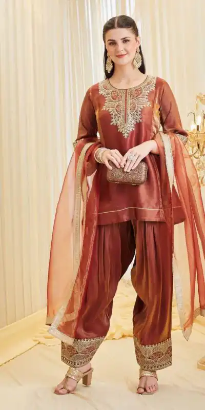KF 1728 Rust Silk Salwar Suit Perfect for Wedding, Party, Family Gatherings, Onam, Engagement – . Affordable Price ₹2099. Delivery 4-6 Working Da | Jump Suits, Salwar suit, Casual Suits, Creative suits, Designer Suits, Palazzo Suits, Party Wear Suits, Patiala Suits, Straight Suits