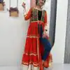 PC N48 Red | Fox Georgette Kurti with Lace Work & Mirror Work. Affordable Price ₹2149. Delivery 4-6 Working Days. Shop now. | Kurti, Bollywood Kurti, Creative Kurtis, Designer Kurti, Party Wear Kurti, Selfie Kurti