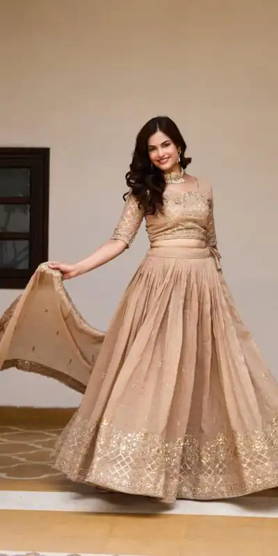 Ram 180 Chiku Pure Crunchy Lehenga Choli Perfect for Wedding, Party, Baisakhi, Pongal, Sangeet – . Now at just ₹2549. Delivery 4-6 Working Days. Shop | Lehenga, Bollywood Lehenga, Creative Lehenga, Designer Lehenga, Embroidered Lehenga, Party Wear Lehenga