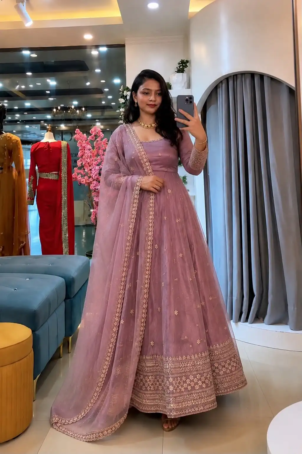 SSR 547 Pink in Crunchy Silk Embroidery Work & Lace Work Gown . Special Price ₹2399. Delivery 4-6 Working Days. Shop now. | Gowns, Bollywood Gowns, Creative Gowns, Designer Gowns, Embroidered Gowns, Party Wear Gowns