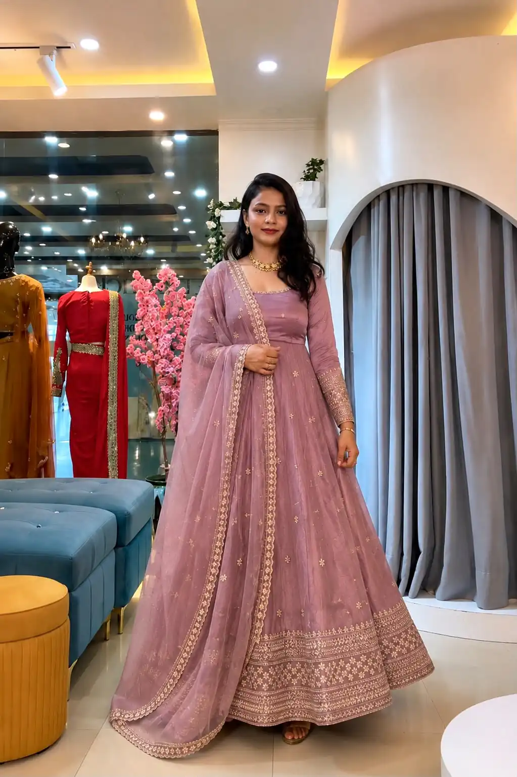 SSR 547 Pink in Crunchy Silk Embroidery Work & Lace Work Gown . Special Price ₹2399. Delivery 4-6 Working Days. Shop now. | Gowns, Bollywood Gowns, Creative Gowns, Designer Gowns, Embroidered Gowns, Party Wear Gowns