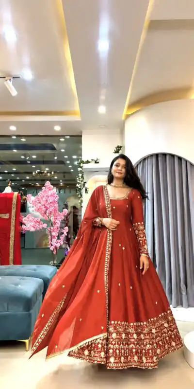 SSR 544 Red Color in Crunchy Silk Embroidery Work & Lace Work Gown . Special Price ₹2399. Delivery 4-6 Working Days. Shop now. | Gowns, Bollywood Gowns, Creative Gowns, Designer Gowns, Embroidered Gowns, Party Wear Gowns