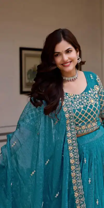 Ram 180 Teal Pure Crunchy Lehenga Choli Perfect for Wedding, Party, Baisakhi, Pongal, Sangeet – . Now at just ₹2549. Delivery 4-6 Working Days. Shop | Lehenga, Bollywood Lehenga, Creative Lehenga, Designer Lehenga, Embroidered Lehenga, Party Wear Lehenga