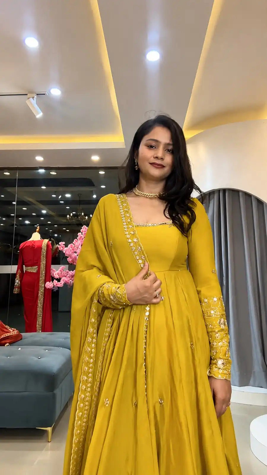 SSR 544 Yellow in Crunchy Silk Embroidery Work & Lace Work Gown . Special Price ₹2399. Delivery 4-6 Working Days. Shop now. | Gowns, Bollywood Gowns, Creative Gowns, Designer Gowns, Embroidered Gowns, Party Wear Gowns