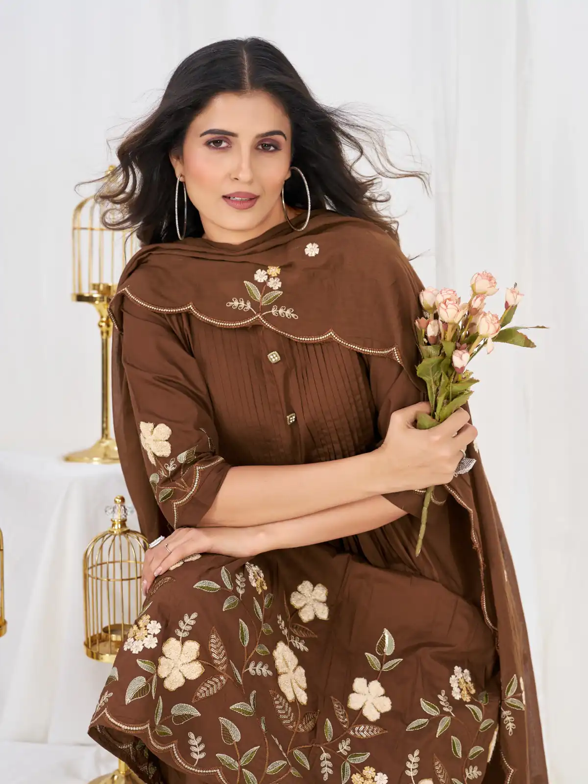 DIVA 159 Brown with Embroidery Work & Cut Work Brown Pure Cotton Salwar Suit . Exclusive Offer ₹2499. Delivery 4-6 Working Days. Shop now. | Jump Suits, Salwar suit, Casual Suits, Creative suits, Designer Suits, Palazzo Suits, Party Wear Suits, Patiala Suits, Straight Suits