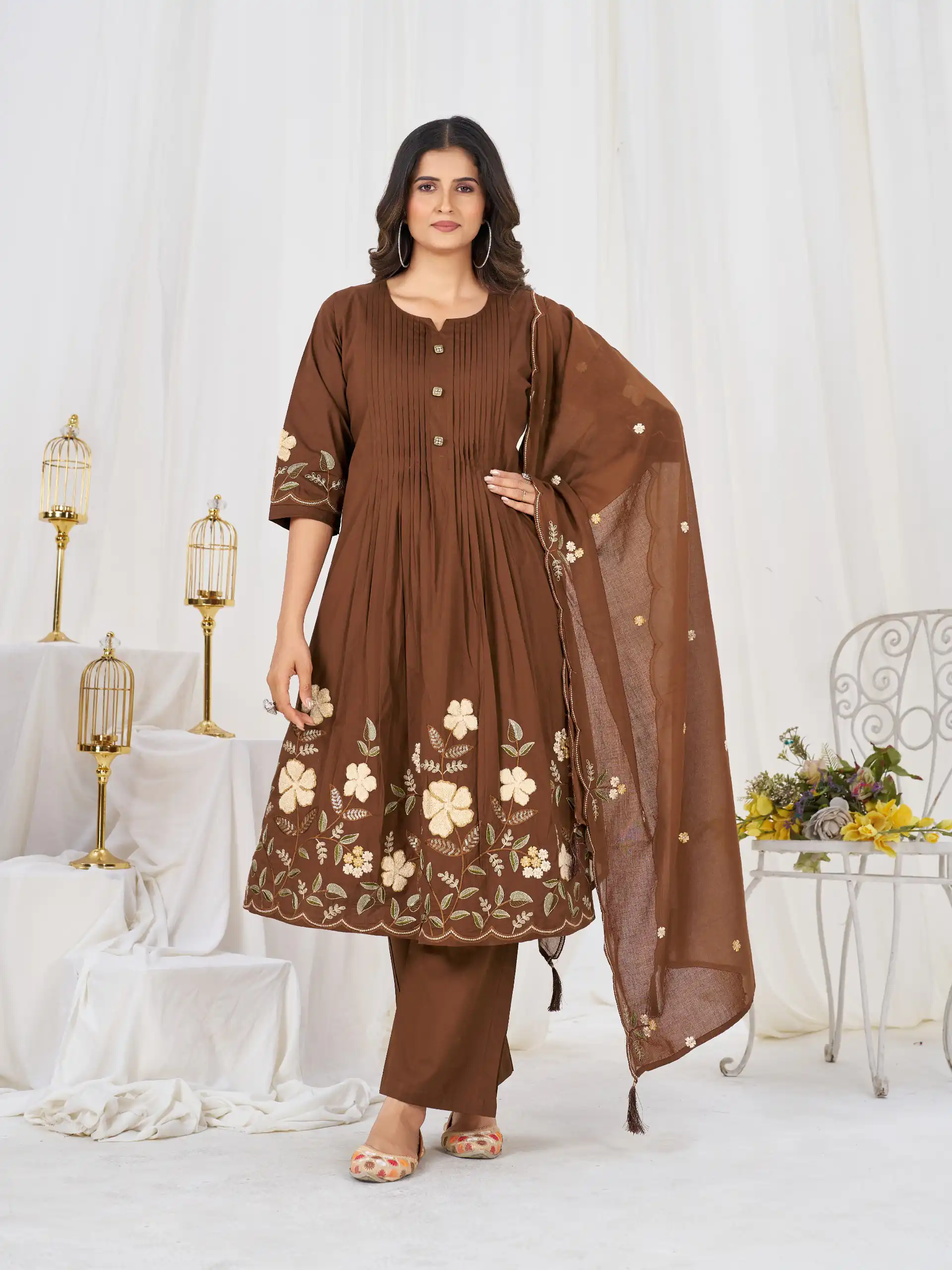 DIVA 159 Brown with Embroidery Work & Cut Work Brown Pure Cotton Salwar Suit . Exclusive Offer ₹2499. Delivery 4-6 Working Days. Shop now. | Jump Suits, Salwar suit, Casual Suits, Creative suits, Designer Suits, Palazzo Suits, Party Wear Suits, Patiala Suits, Straight Suits