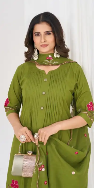 DIVA 159 Green with Embroidery Work & Cut Work Brown Pure Cotton Salwar Suit . Exclusive Offer ₹2499. Delivery 4-6 Working Days. Shop now. | Jump Suits, Salwar suit, Casual Suits, Creative suits, Designer Suits, Palazzo Suits, Party Wear Suits, Patiala Suits, Straight Suits