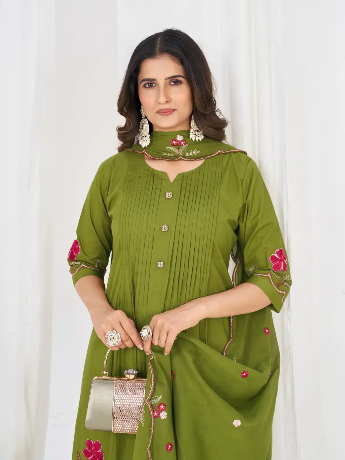 DIVA 159 Green with Embroidery Work & Cut Work Brown Pure Cotton Salwar Suit . Exclusive Offer ₹2499. Delivery 4-6 Working Days. Shop now. | Jump Suits, Salwar suit, Casual Suits, Creative suits, Designer Suits, Palazzo Suits, Party Wear Suits, Patiala Suits, Straight Suits