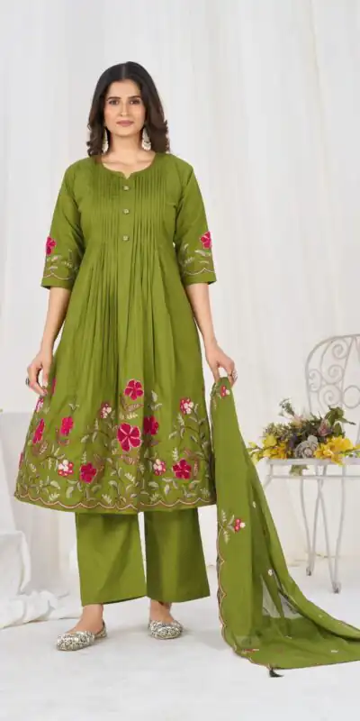 DIVA 159 Green with Embroidery Work & Cut Work Brown Pure Cotton Salwar Suit . Exclusive Offer ₹2499. Delivery 4-6 Working Days. Shop now. | Jump Suits, Salwar suit, Casual Suits, Creative suits, Designer Suits, Palazzo Suits, Party Wear Suits, Patiala Suits, Straight Suits