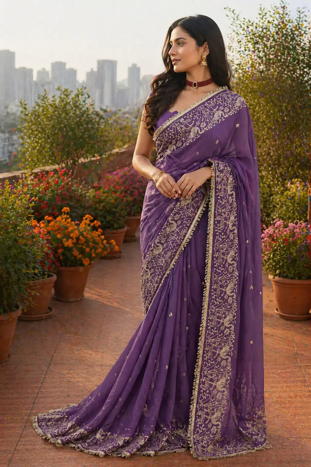 BT 446 Lavender Star Georgette Saree with Lace Work & Embroidery Work. Festive Deal ₹1799. Delivery 4-6 Working Days. Shop now. | Sarees, Bollywood Sarees, Creative Sarees, Designer Sarees, Embroidered Sarees, Ethnic Saree, Modern Digital sarees, Party Wear Sarees