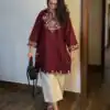 MF 1000 Maroon Colour Rayon Cotton Kurti with Embroidery Work. Introductory Price ₹1449. Delivery 4-6 Working Days. Shop now. | Kurti, Bollywood Kurti, Creative Kurtis, Designer Kurti, Party Wear Kurti, Selfie Kurti