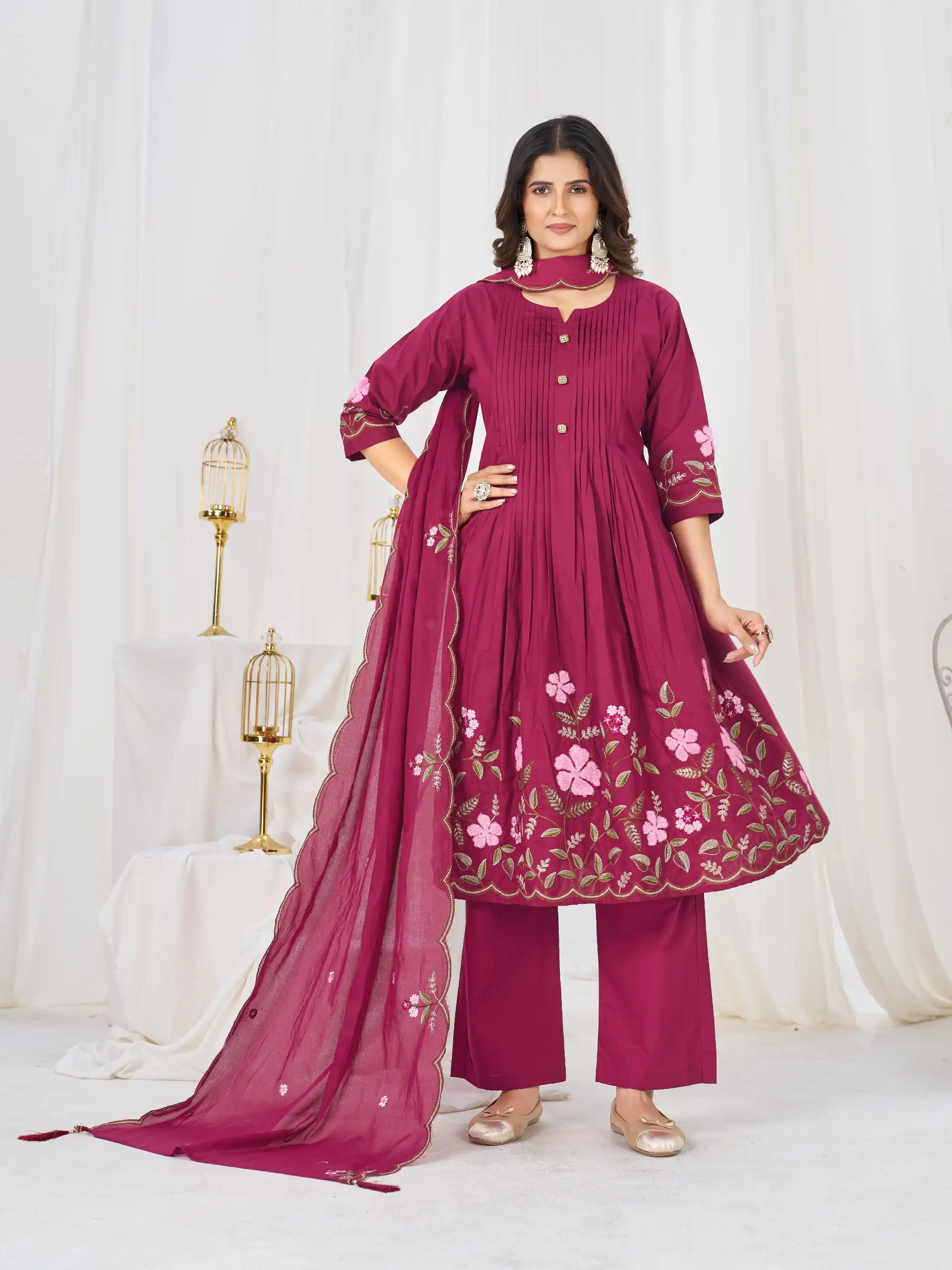 DIVA 159 Pink with Embroidery Work & Cut Work Brown Pure Cotton Salwar Suit . Exclusive Offer ₹2499. Delivery 4-6 Working Days. Shop now. | Jump Suits, Salwar suit, Casual Suits, Creative suits, Designer Suits, Palazzo Suits, Party Wear Suits, Patiala Suits, Straight Suits