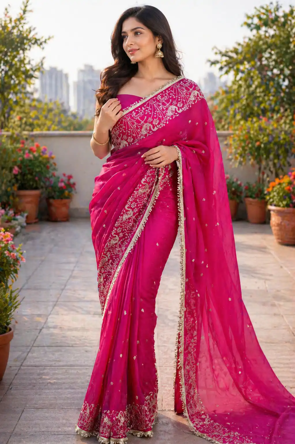 BT 446 Pink Star Georgette Saree with Lace Work & Embroidery Work. Festive Deal ₹1799. Delivery 4-6 Working Days. Shop now. | Sarees, Bollywood Sarees, Creative Sarees, Designer Sarees, Embroidered Sarees, Ethnic Saree, Modern Digital sarees, Party Wear Sarees