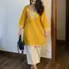 MF 1000 Yellow Colour Rayon Cotton Kurti with Embroidery Work. Introductory Price ₹1449. Delivery 4-6 Working Days. Shop now. | Kurti, Bollywood Kurti, Creative Kurtis, Designer Kurti, Party Wear Kurti, Selfie Kurti