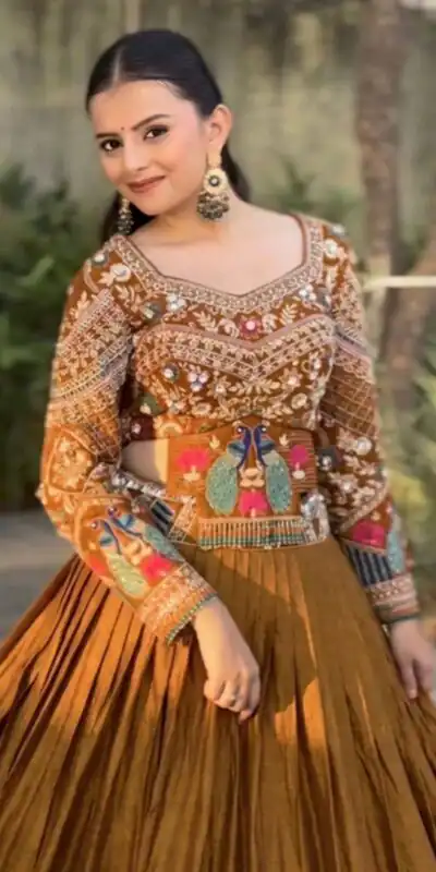 PC 579 Mustered Chinon silk Lehenga Choli with Sequins Work & Embroidery Work. Now at just ₹2749. Delivery 4-6 Working Days. Shop now. | Lehenga, Bollywood Lehenga, Creative Lehenga, Designer Lehenga, Embroidered Lehenga, Party Wear Lehenga