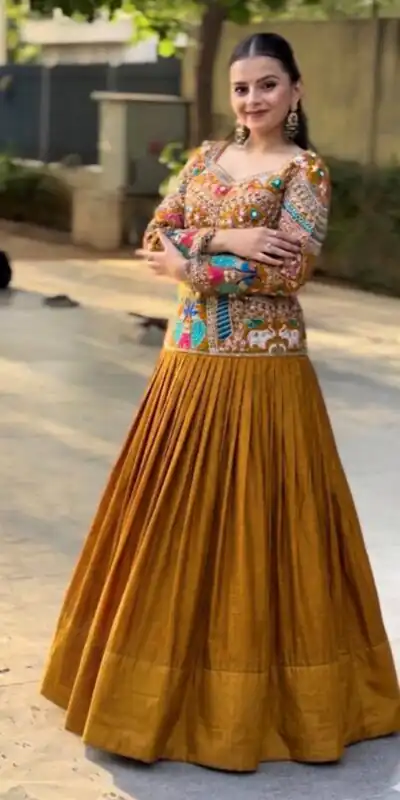 PC 579 Mustered Chinon silk Lehenga Choli with Sequins Work & Embroidery Work. Now at just ₹2749. Delivery 4-6 Working Days. Shop now. | Lehenga, Bollywood Lehenga, Creative Lehenga, Designer Lehenga, Embroidered Lehenga, Party Wear Lehenga