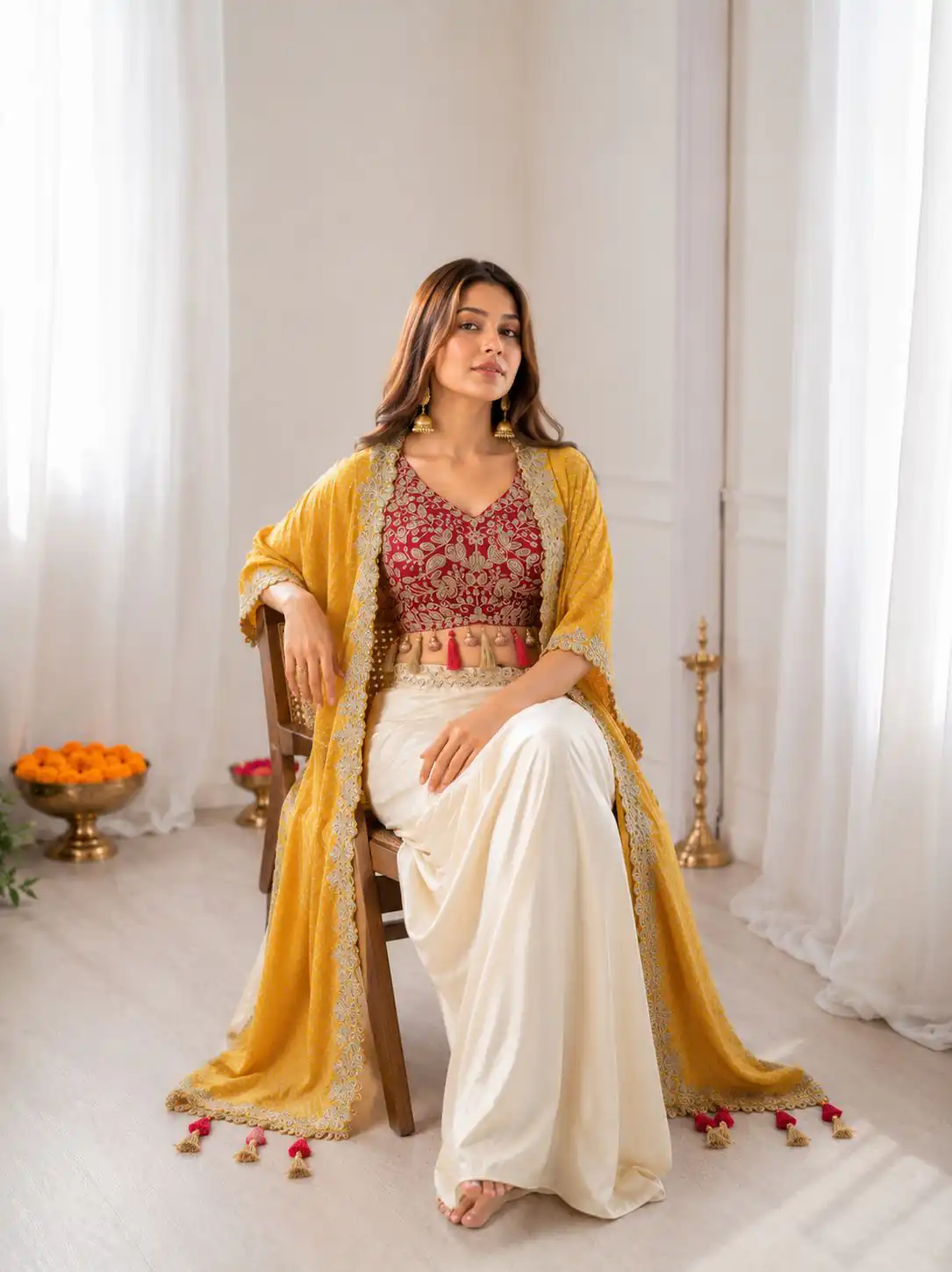 Perfect for Wedding, Party, Festival Celebrations, Holi, Pooja – BB 48 Yellow Yellow Crepe Silk Dhoti Suit. Introductory Price ₹2099. Delivery 4-6 Working | Jump Suits, Salwar suit, Casual Suits, Creative suits, Designer Suits, Palazzo Suits, Party Wear Suits, Patiala Suits, Straight Suits