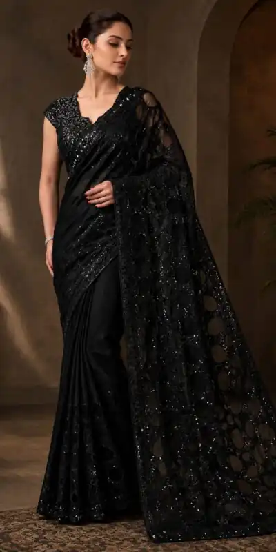 DF 3489 Black Butterfly Net Saree Sequence with Work & Zari Work. Introductory Price ₹1899. Delivery 4-6 Working Days. Shop now. | Sarees, Bollywood Sarees, Creative Sarees, Designer Sarees, Embroidered Sarees, Ethnic Saree, Modern Digital sarees, Party Wear Sarees