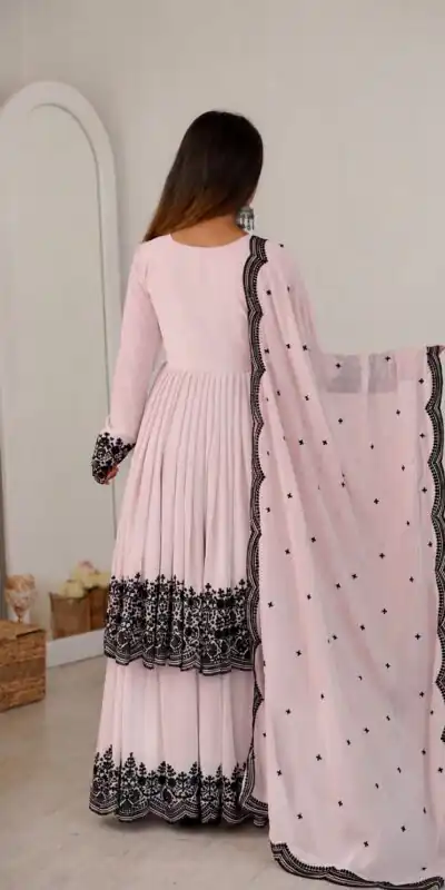 SP 71 Pink Faux Georgette Salwar Suit with Embroidery Work. Available at ₹2499 only. Delivery 4-6 Working Days. Shop now. | Jump Suits, Salwar suit, Casual Suits, Creative suits, Designer Suits, Palazzo Suits, Party Wear Suits, Patiala Suits, Straight Suits