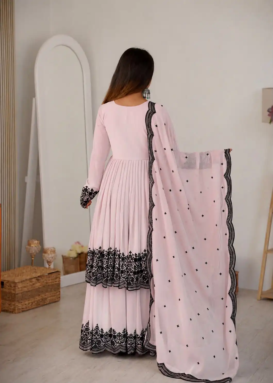 SP 71 Pink Faux Georgette Salwar Suit with Embroidery Work. Available at ₹2499 only. Delivery 4-6 Working Days. Shop now. | Jump Suits, Salwar suit, Casual Suits, Creative suits, Designer Suits, Palazzo Suits, Party Wear Suits, Patiala Suits, Straight Suits