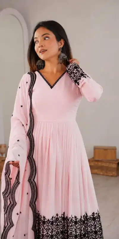 SP 71 Pink Faux Georgette Salwar Suit with Embroidery Work. Available at ₹2499 only. Delivery 4-6 Working Days. Shop now. | Jump Suits, Salwar suit, Casual Suits, Creative suits, Designer Suits, Palazzo Suits, Party Wear Suits, Patiala Suits, Straight Suits