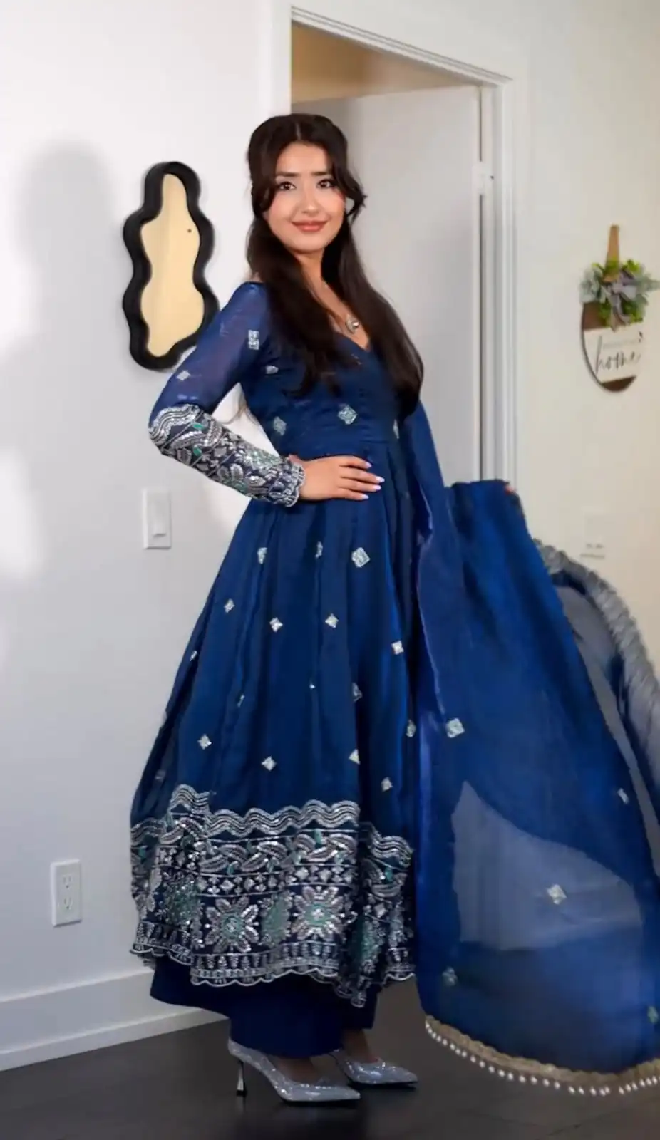 ST 1196 Blue Color Fendy Satin Gown with Lace Work & Embroidery Work. Get it for ₹2699. Delivery 4-6 Working Days. Shop now. | Gowns, Bollywood Gowns, Creative Gowns, Designer Gowns, Embroidered Gowns, Party Wear Gowns