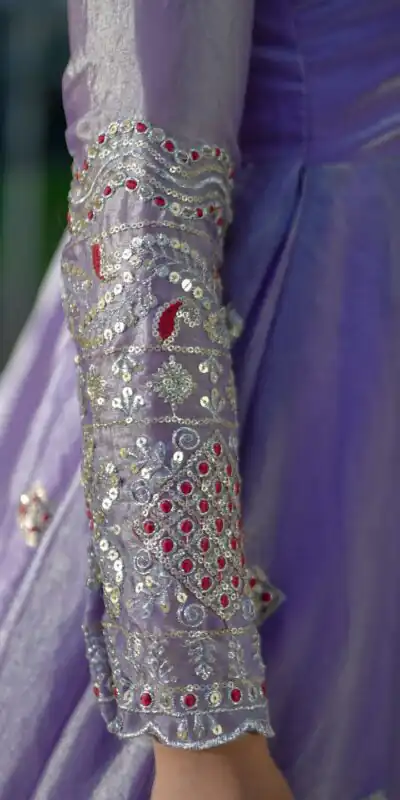 ST 1196 Lavender Color Fendy Satin Gown with Lace Work & Embroidery Work. Get it for ₹2699. Delivery 4-6 Working Days. Shop now. | Gowns, Bollywood Gowns, Creative Gowns, Designer Gowns, Embroidered Gowns, Party Wear Gowns