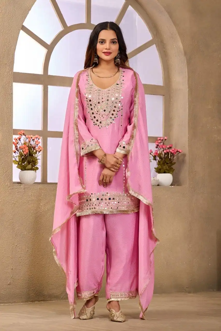 FC 102 Pink Chinon Silk Salwar Suit Perfect for Wedding, Party, Ganesh Chaturthi, Baby Shower, Makar Sankranti – . Affordable Price ₹2949. Delivery | Jump Suits, Salwar suit, Casual Suits, Creative suits, Designer Suits, Palazzo Suits, Party Wear Suits, Patiala Suits, Straight Suits