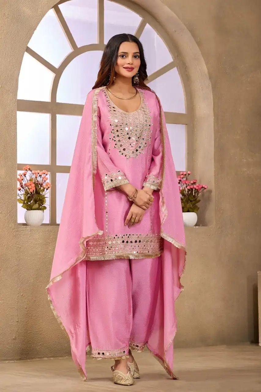 FC 102 Pink Chinon Silk Salwar Suit Perfect for Wedding, Party, Ganesh Chaturthi, Baby Shower, Makar Sankranti – . Affordable Price ₹2949. Delivery | Jump Suits, Salwar suit, Casual Suits, Creative suits, Designer Suits, Palazzo Suits, Party Wear Suits, Patiala Suits, Straight Suits