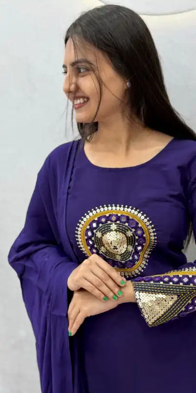 PC 598 Purple Roman Silk Salwar Suit with Sequins Work & Embroidery Work. Available at ₹2099 only. Delivery 4-6 Working Days. Shop now. | Jump Suits, Salwar suit, Casual Suits, Creative suits, Designer Suits, Palazzo Suits, Party Wear Suits, Patiala Suits, Straight Suits