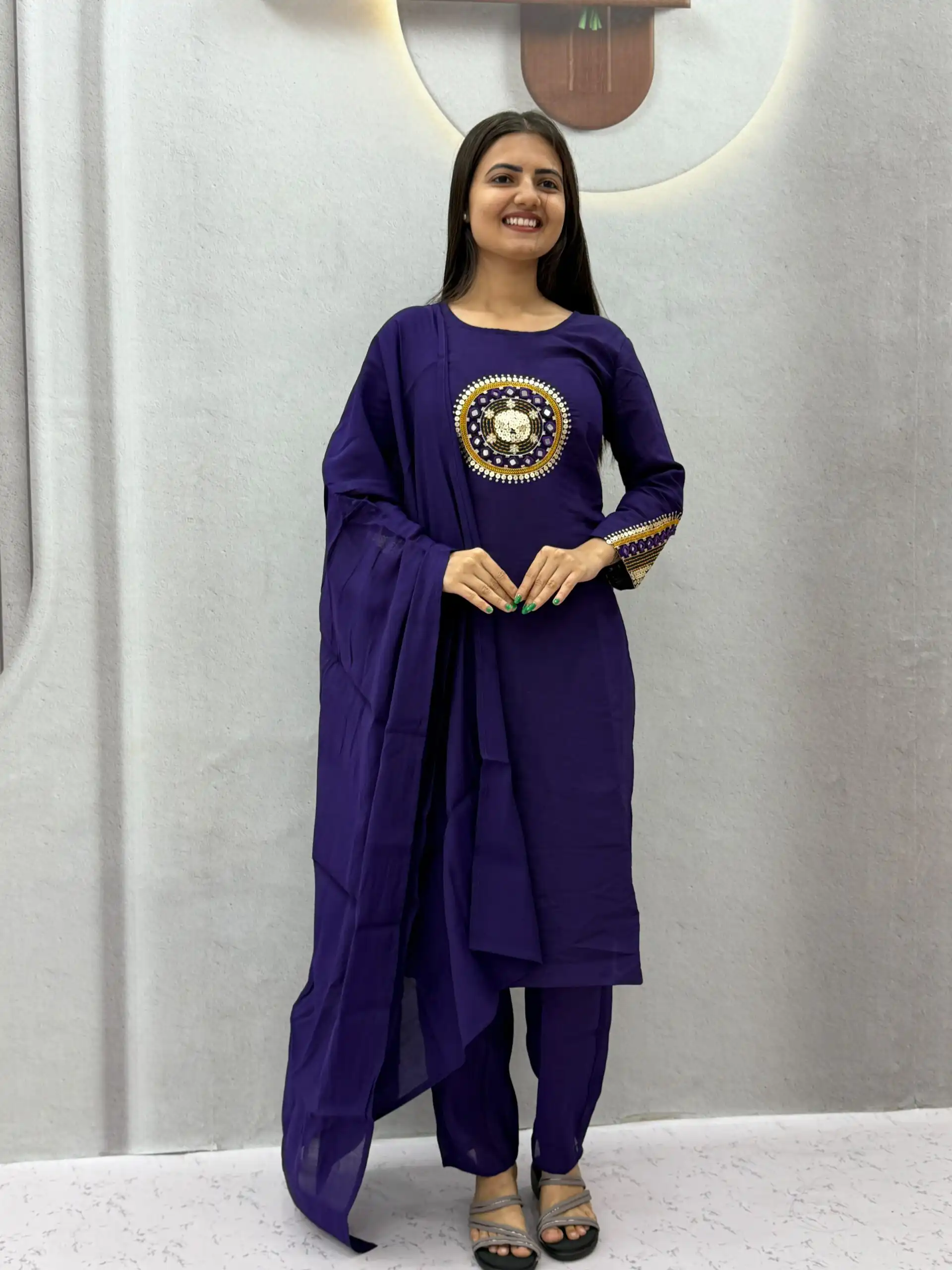 PC 598 Purple Roman Silk Salwar Suit with Sequins Work & Embroidery Work. Available at ₹2099 only. Delivery 4-6 Working Days. Shop now. | Jump Suits, Salwar suit, Casual Suits, Creative suits, Designer Suits, Palazzo Suits, Party Wear Suits, Patiala Suits, Straight Suits