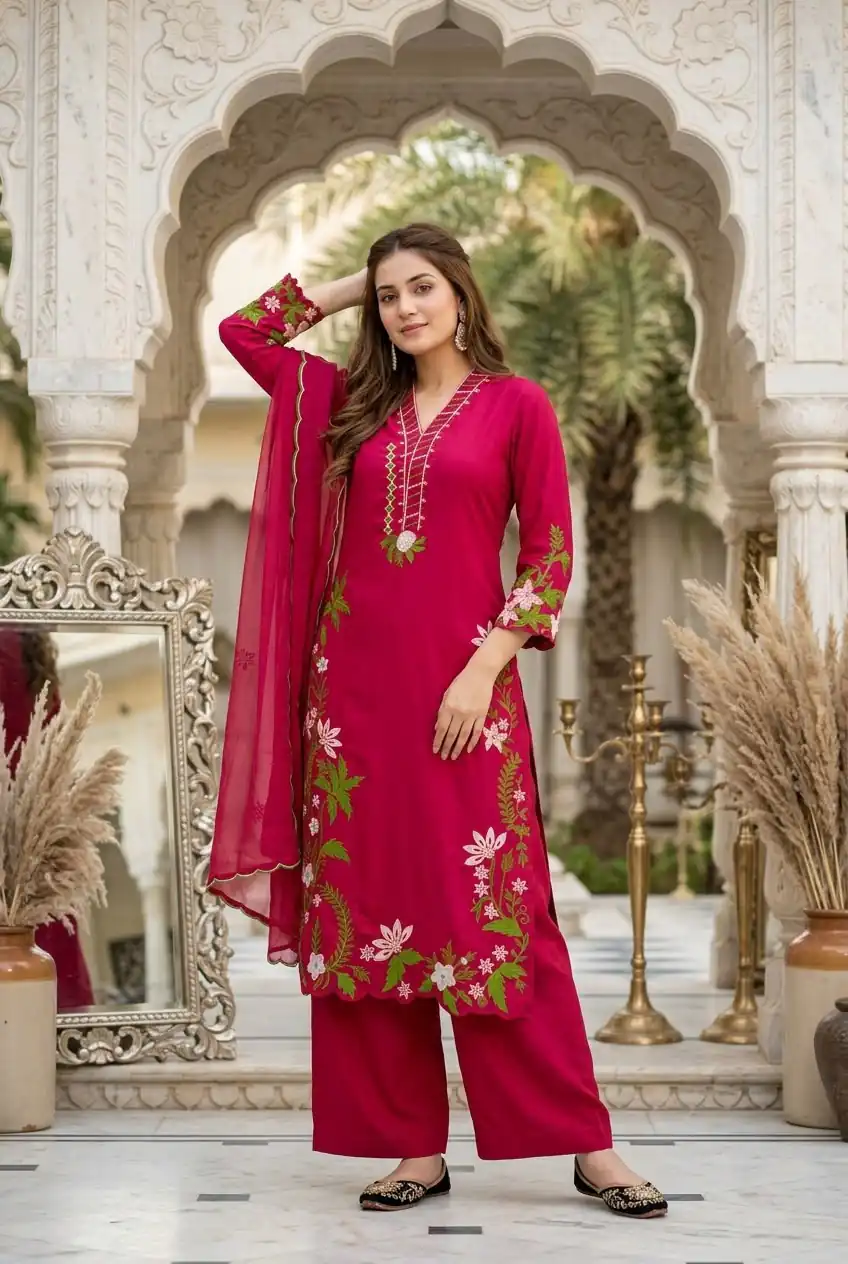 ST 249 Red Roman Silk Salwar Suit with Sequins Work & Embroidery Work. Available at ₹2099 only. Delivery 4-6 Working Days. Shop now. | Jump Suits, Salwar suit, Casual Suits, Creative suits, Designer Suits, Palazzo Suits, Party Wear Suits, Patiala Suits, Straight Suits
