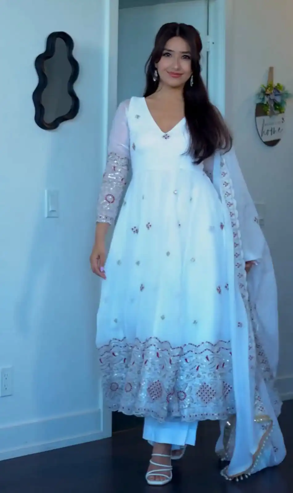 ST 1196 White Color Fendy Satin Gown with Lace Work & Embroidery Work. Get it for ₹2699. Delivery 4-6 Working Days. Shop now. | Gowns, Bollywood Gowns, Creative Gowns, Designer Gowns, Embroidered Gowns, Party Wear Gowns