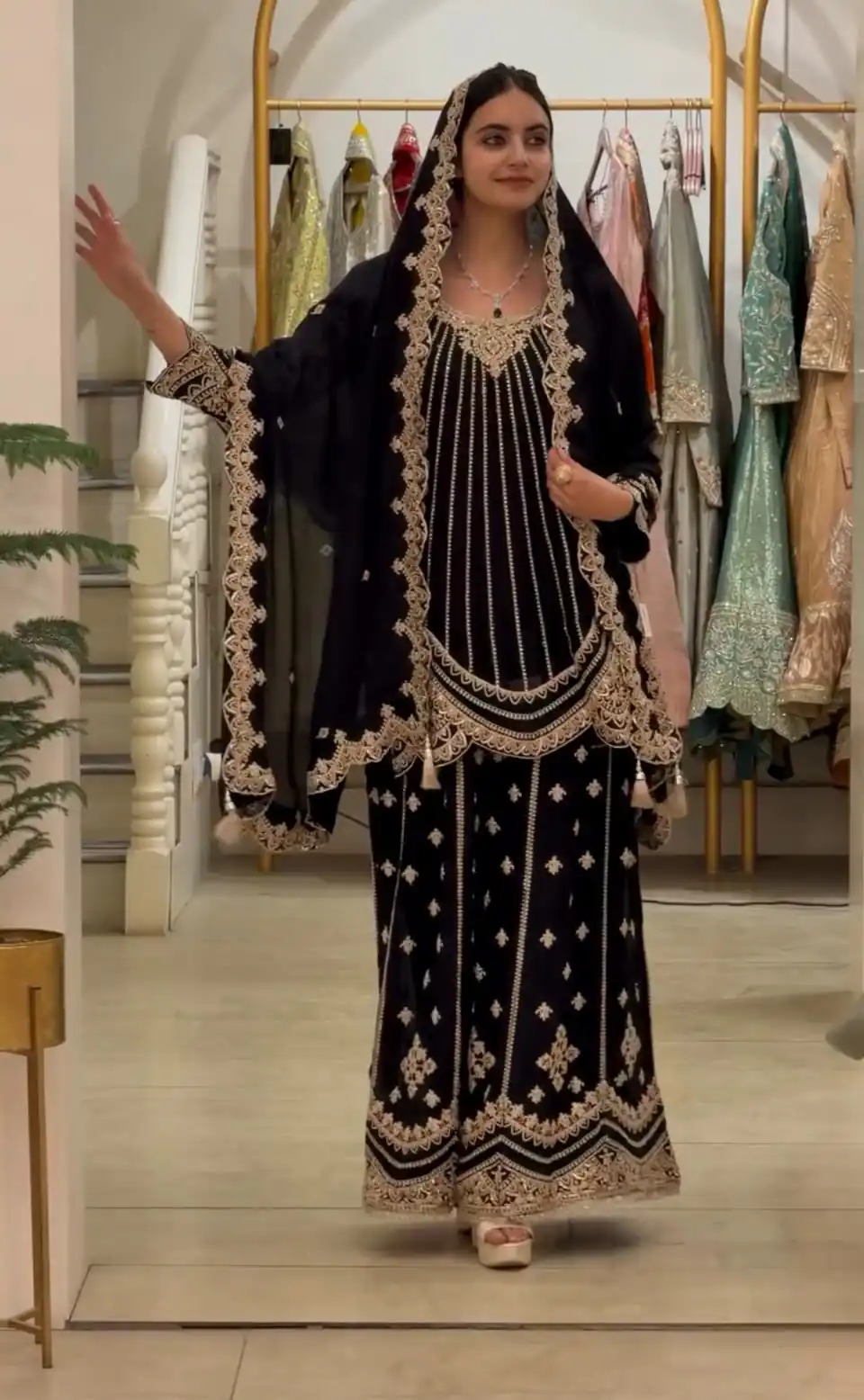 VLM 331 Black Faux Georgette Salwar Suit erfect for Wedding, Party, Mehendi, Pongal, Reception – . Available at ₹2449 only. Delivery 4-6 Working Days | Jump Suits, Salwar suit, Casual Suits, Creative suits, Designer Suits, Palazzo Suits, Party Wear Suits, Patiala Suits, Straight Suits