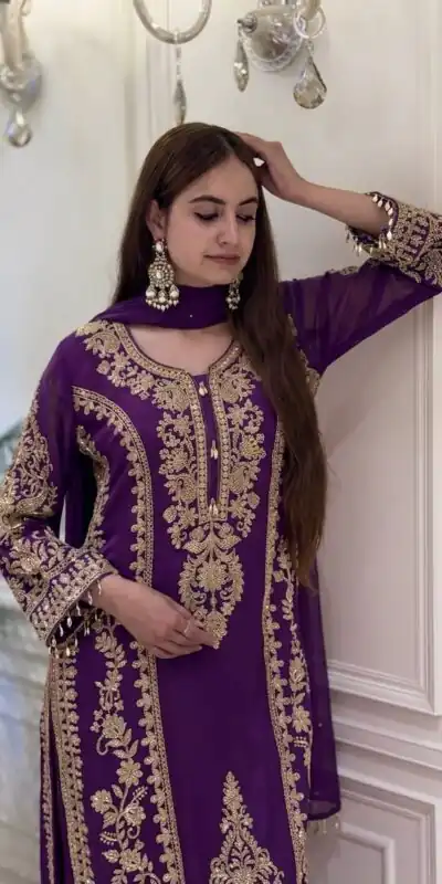 SRK 5365 Purple Faux Georgette Salwar Suit erfect for Wedding, Party, Mehendi, Pongal, Reception – . Available at ₹2449 only. Delivery 4-6 Working Days | Jump Suits, Salwar suit, Casual Suits, Creative suits, Designer Suits, Palazzo Suits, Party Wear Suits, Patiala Suits, Straight Suits