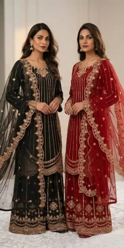 VLM 331 Red Faux Georgette Salwar Suit erfect for Wedding, Party, Mehendi, Pongal, Reception – . Available at ₹2449 only. Delivery 4-6 Working Days | Jump Suits, Salwar suit, Casual Suits, Creative suits, Designer Suits, Palazzo Suits, Party Wear Suits, Patiala Suits, Straight Suits