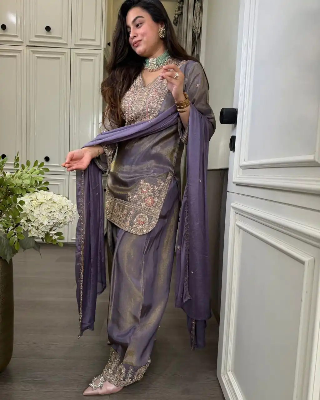SRK 5367 Lavender Embroidery Work & Sequins Work Salwar Suit in Peach Ronald Silk. Get it for ₹2349. Delivery 4-6 Working Days. Shop now. | Jump Suits, Salwar suit, Casual Suits, Creative suits, Designer Suits, Palazzo Suits, Party Wear Suits, Patiala Suits, Straight Suits