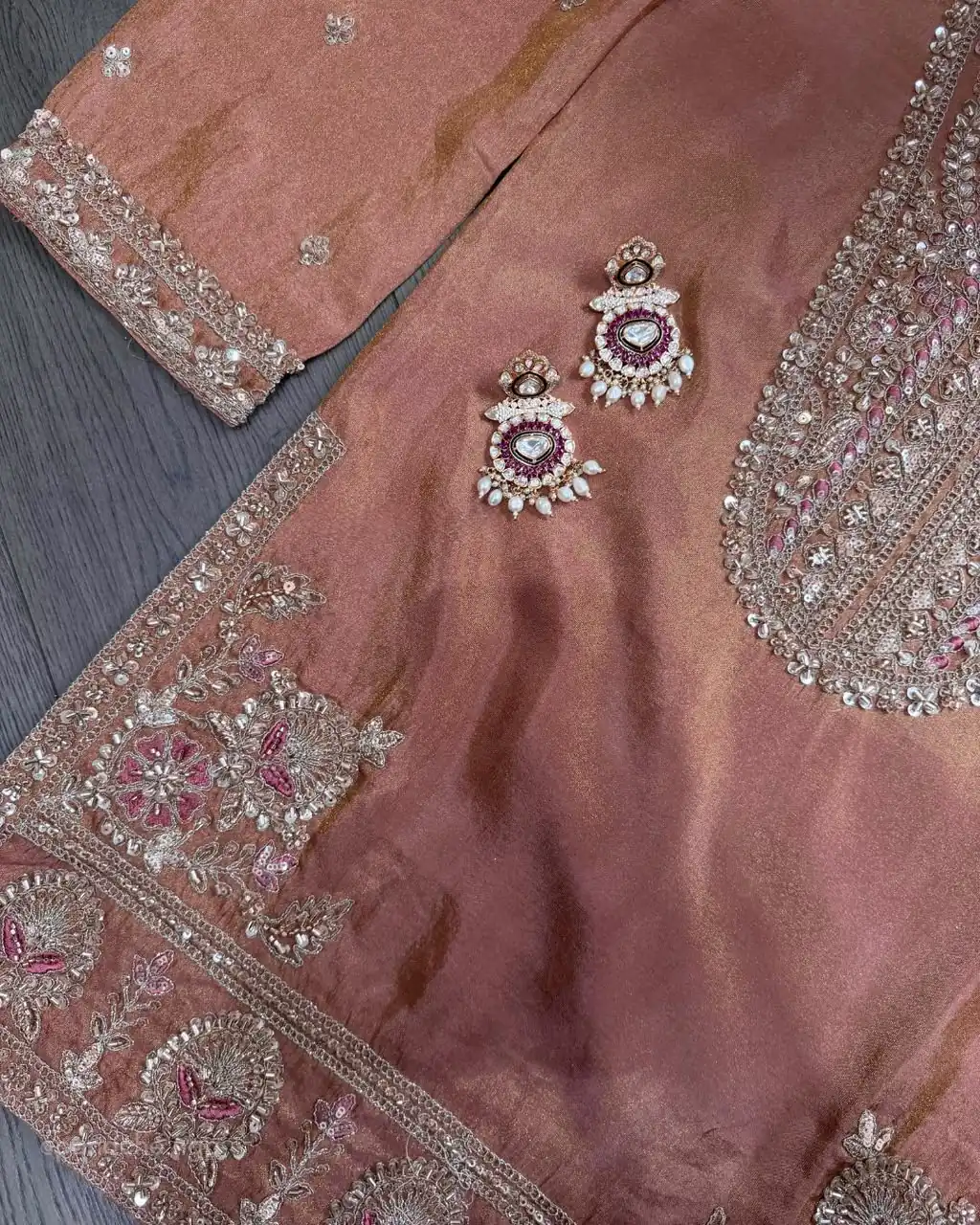 SRK 5367 Peach Embroidery Work & Sequins Work Salwar Suit in Peach Ronald Silk. Get it for ₹2349. Delivery 4-6 Working Days. Shop now. | Jump Suits, Salwar suit, Casual Suits, Creative suits, Designer Suits, Palazzo Suits, Party Wear Suits, Patiala Suits, Straight Suits