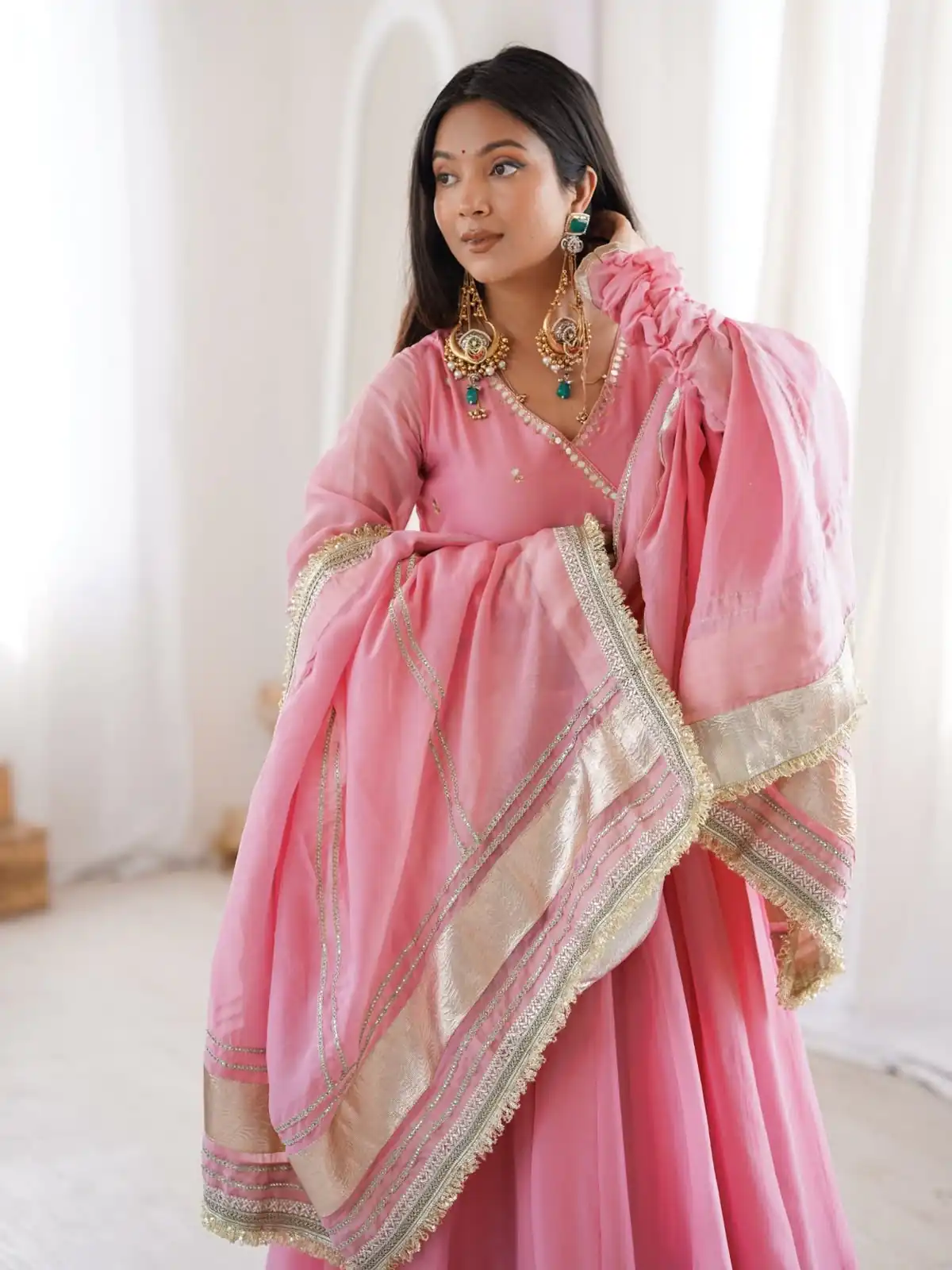 RTC 6048 Pink Tabby Organza Silk Gown with Hand Work & Mirror Work. Special Price ₹2549. Delivery 4-6 Working Days. Shop now. | Gowns, Bollywood Gowns, Creative Gowns, Designer Gowns, Embroidered Gowns, Party Wear Gowns