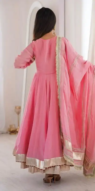 RTC 6048 Pink Tabby Organza Silk Gown with Hand Work & Mirror Work. Special Price ₹2549. Delivery 4-6 Working Days. Shop now. | Gowns, Bollywood Gowns, Creative Gowns, Designer Gowns, Embroidered Gowns, Party Wear Gowns