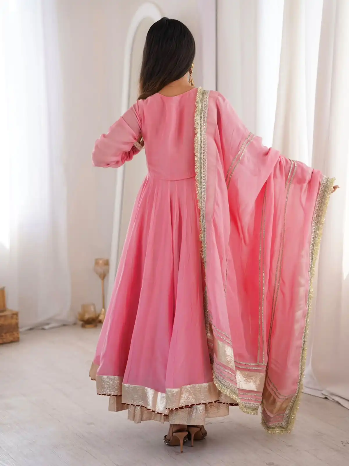 RTC 6048 Pink Tabby Organza Silk Gown with Hand Work & Mirror Work. Special Price ₹2549. Delivery 4-6 Working Days. Shop now. | Gowns, Bollywood Gowns, Creative Gowns, Designer Gowns, Embroidered Gowns, Party Wear Gowns