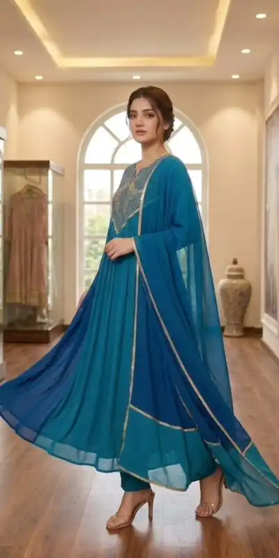 LG 2137 Blue Mul Chanderi Salwar Suit with Embroidery Work & Sequins Work. Festive Deal ₹2199. Delivery 4-6 Working Days. Shop nowp | Jump Suits, Salwar suit, Casual Suits, Creative suits, Designer Suits, Palazzo Suits, Party Wear Suits, Patiala Suits, Straight Suits