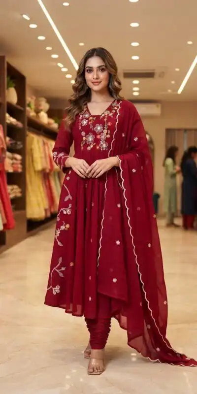 LG 2131 Maroon Mul Chanderi Salwar Suit with Embroidery Work & Sequins Work. Festive Deal ₹2199. Delivery 4-6 Working Days. Shop nowp | Jump Suits, Salwar suit, Casual Suits, Creative suits, Designer Suits, Palazzo Suits, Party Wear Suits, Patiala Suits, Straight Suits