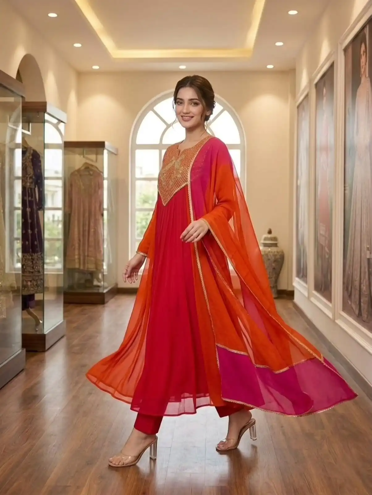 LG 2137 Red Mul Chanderi Salwar Suit with Embroidery Work & Sequins Work. Festive Deal ₹2199. Delivery 4-6 Working Days. Shop nowp | Jump Suits, Salwar suit, Casual Suits, Creative suits, Designer Suits, Palazzo Suits, Party Wear Suits, Patiala Suits, Straight Suits