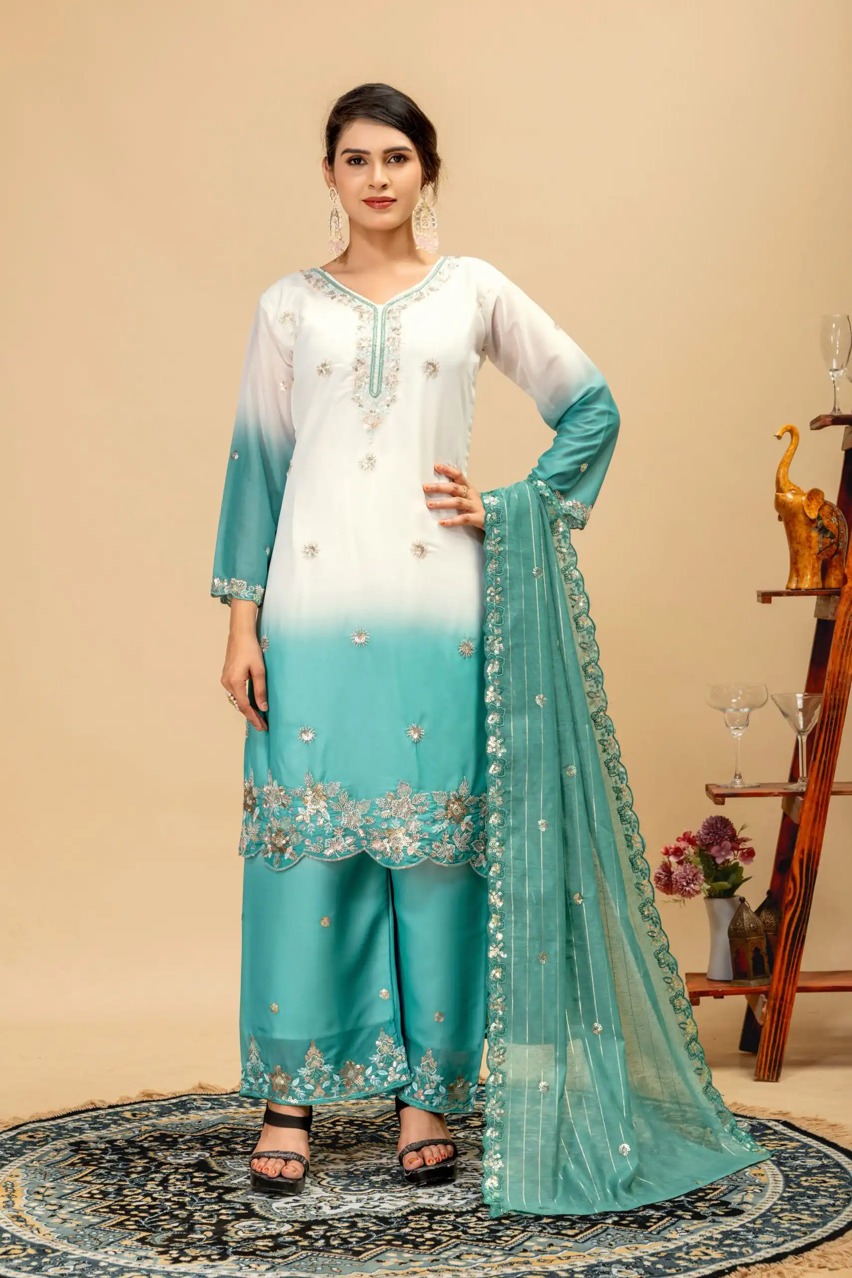 ST 1198 Firozi  in Star Georgette Embroidery Work Salwar Suit . Introductory Price ₹2399. Delivery 4-6 Working Days. Shop now. | Jump Suits, Salwar suit, Casual Suits, Creative suits, Designer Suits, Palazzo Suits, Party Wear Suits, Patiala Suits, Straight Suits