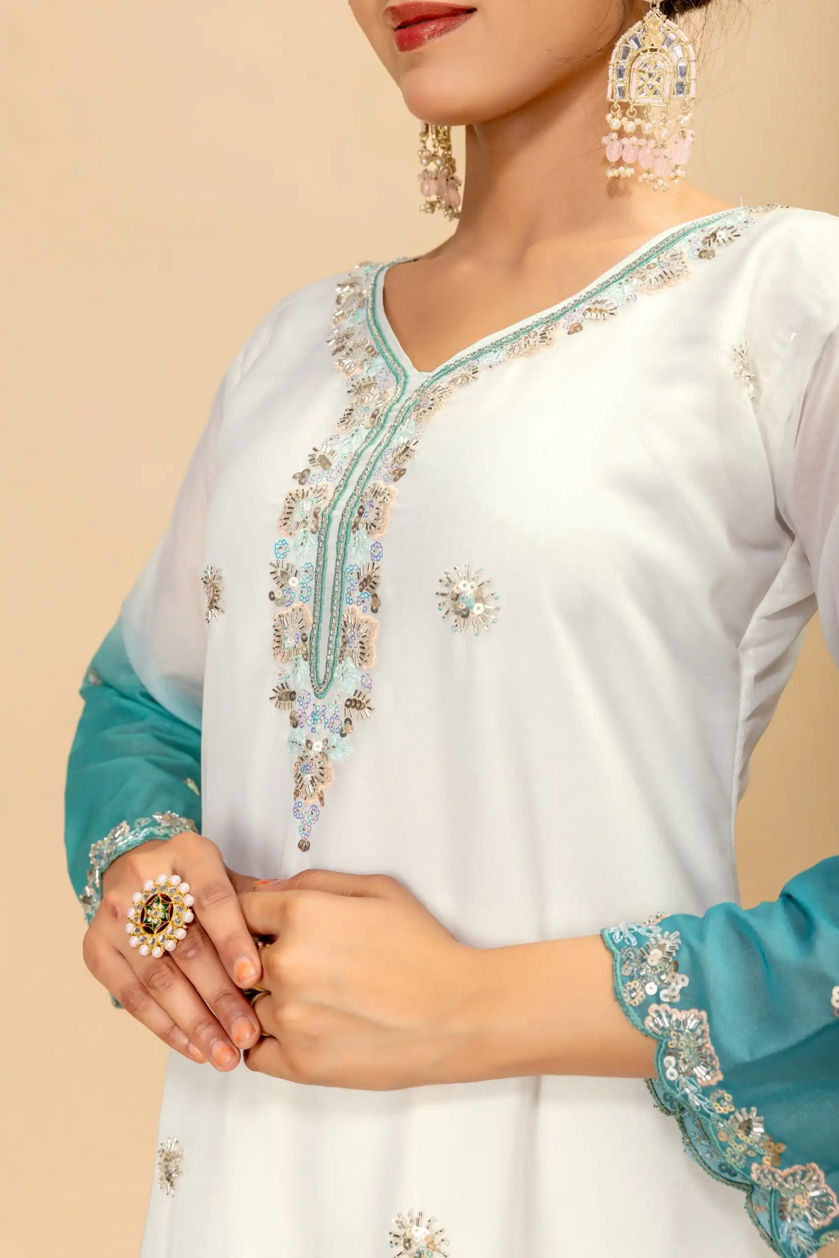 ST 1198 Firozi  in Star Georgette Embroidery Work Salwar Suit . Introductory Price ₹2399. Delivery 4-6 Working Days. Shop now. | Jump Suits, Salwar suit, Casual Suits, Creative suits, Designer Suits, Palazzo Suits, Party Wear Suits, Patiala Suits, Straight Suits