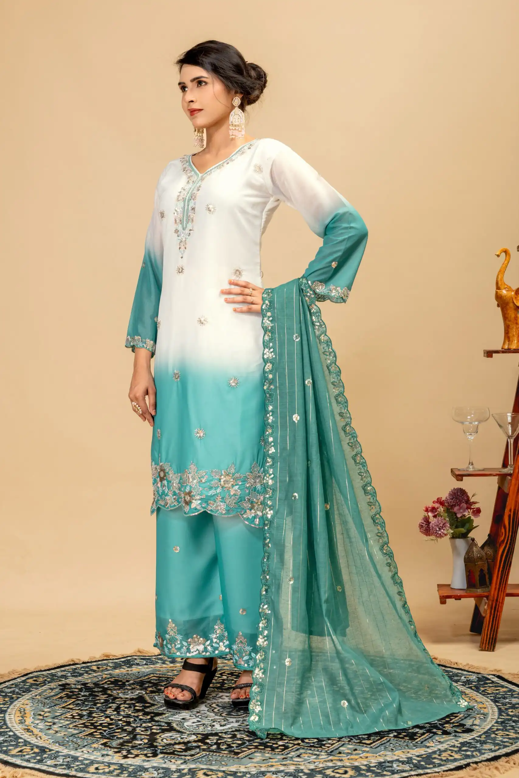 ST 1198 Firozi  in Star Georgette Embroidery Work Salwar Suit . Introductory Price ₹2399. Delivery 4-6 Working Days. Shop now. | Jump Suits, Salwar suit, Casual Suits, Creative suits, Designer Suits, Palazzo Suits, Party Wear Suits, Patiala Suits, Straight Suits