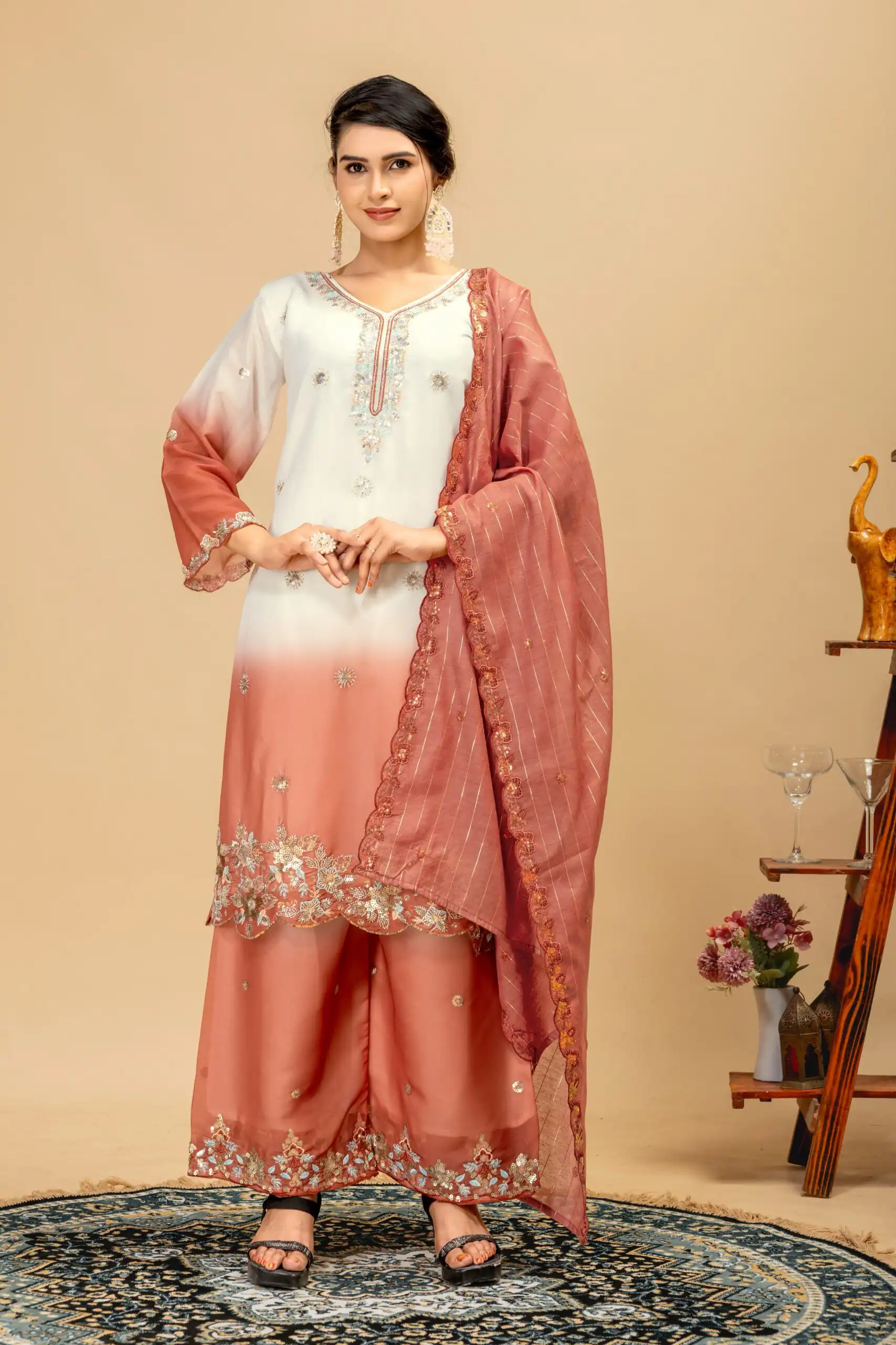 ST 1198 Rust  in Star Georgette Embroidery Work Salwar Suit . Introductory Price ₹2399. Delivery 4-6 Working Days. Shop now. | Jump Suits, Salwar suit, Casual Suits, Creative suits, Designer Suits, Palazzo Suits, Party Wear Suits, Patiala Suits, Straight Suits